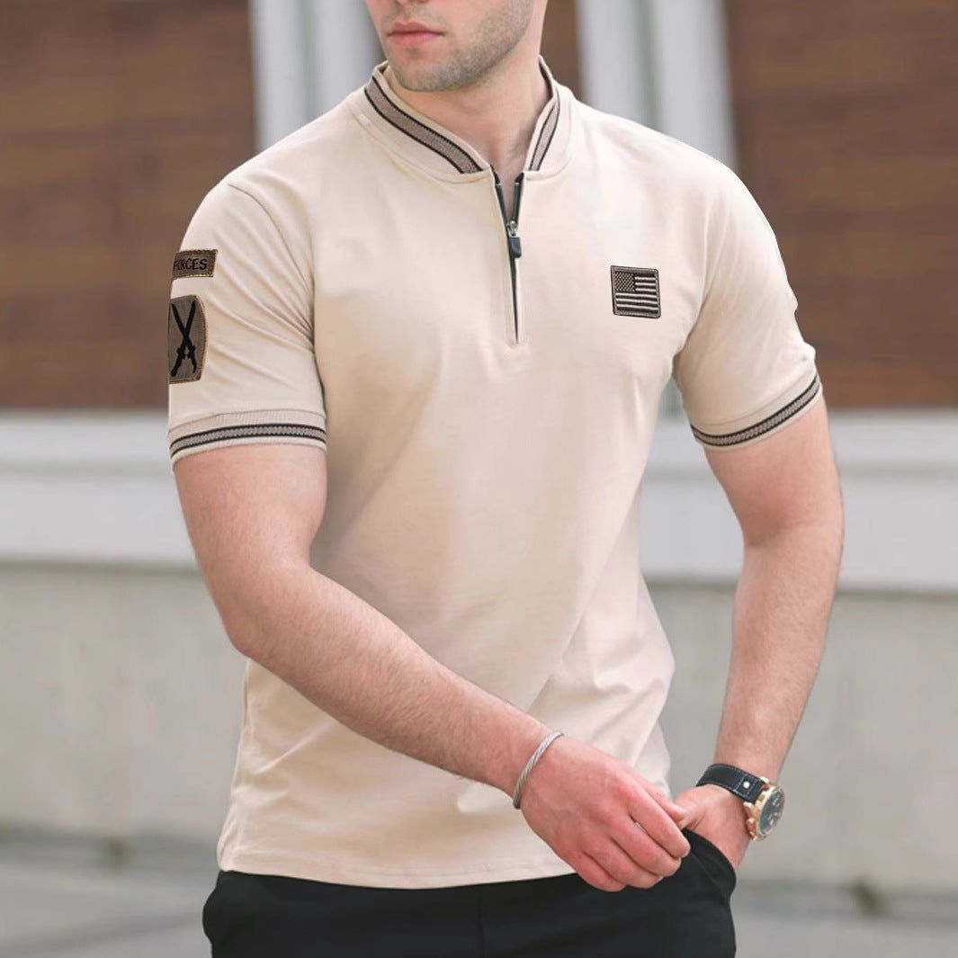 Casual Stand-Up Collar T-Shirt Men&