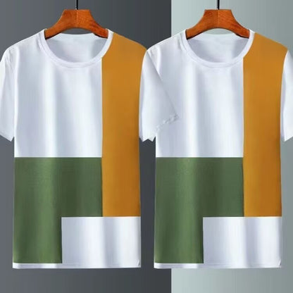 Summer Ice Silk Short Sleeve T-shirt Men