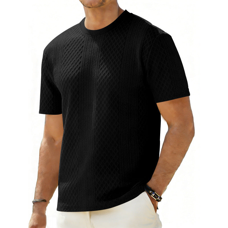 Men's Textured Jacquard Short-Sleeve Shirt