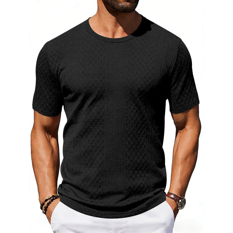 Men's Textured Jacquard Short-Sleeve Shirt