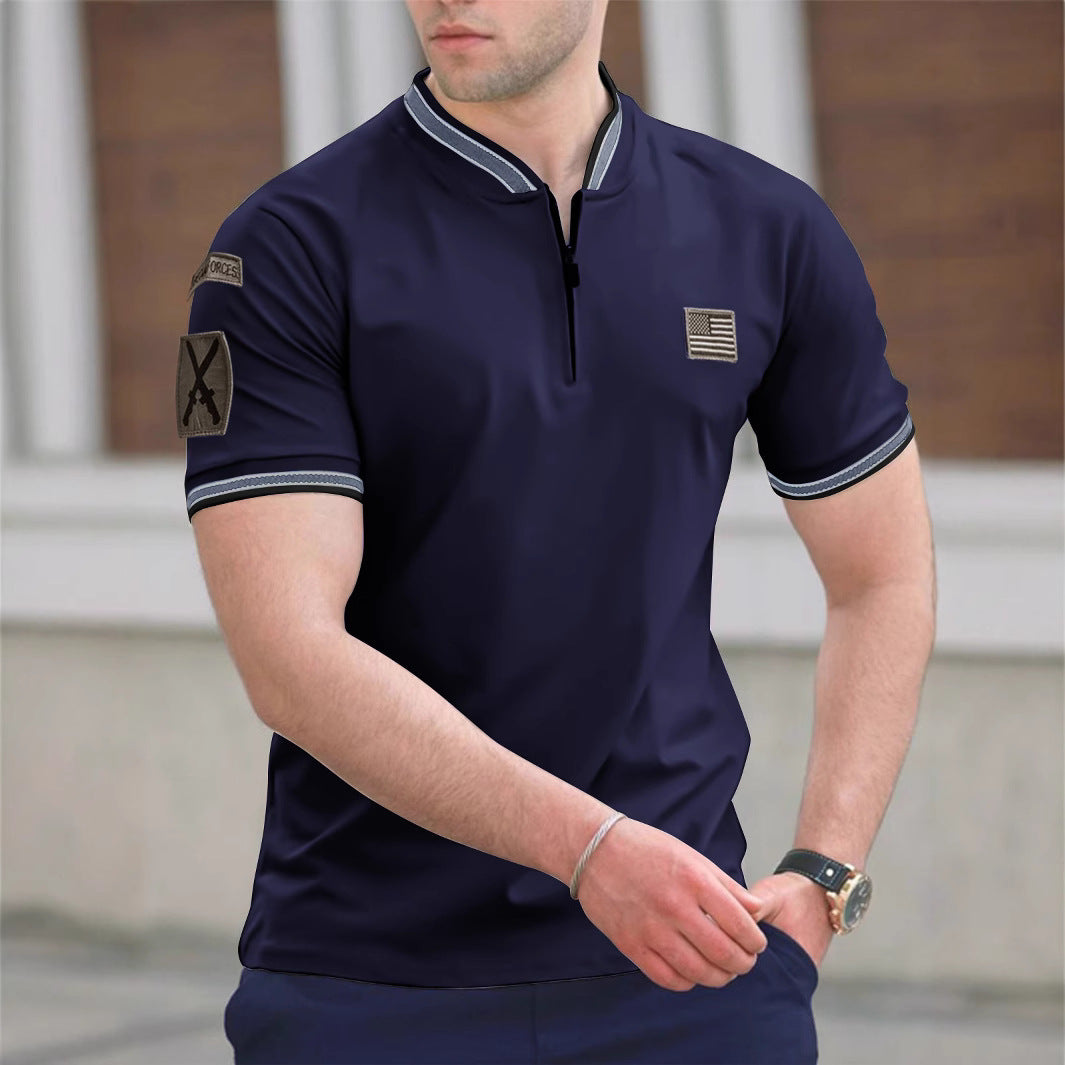 Casual Stand-Up Collar T-Shirt Men&